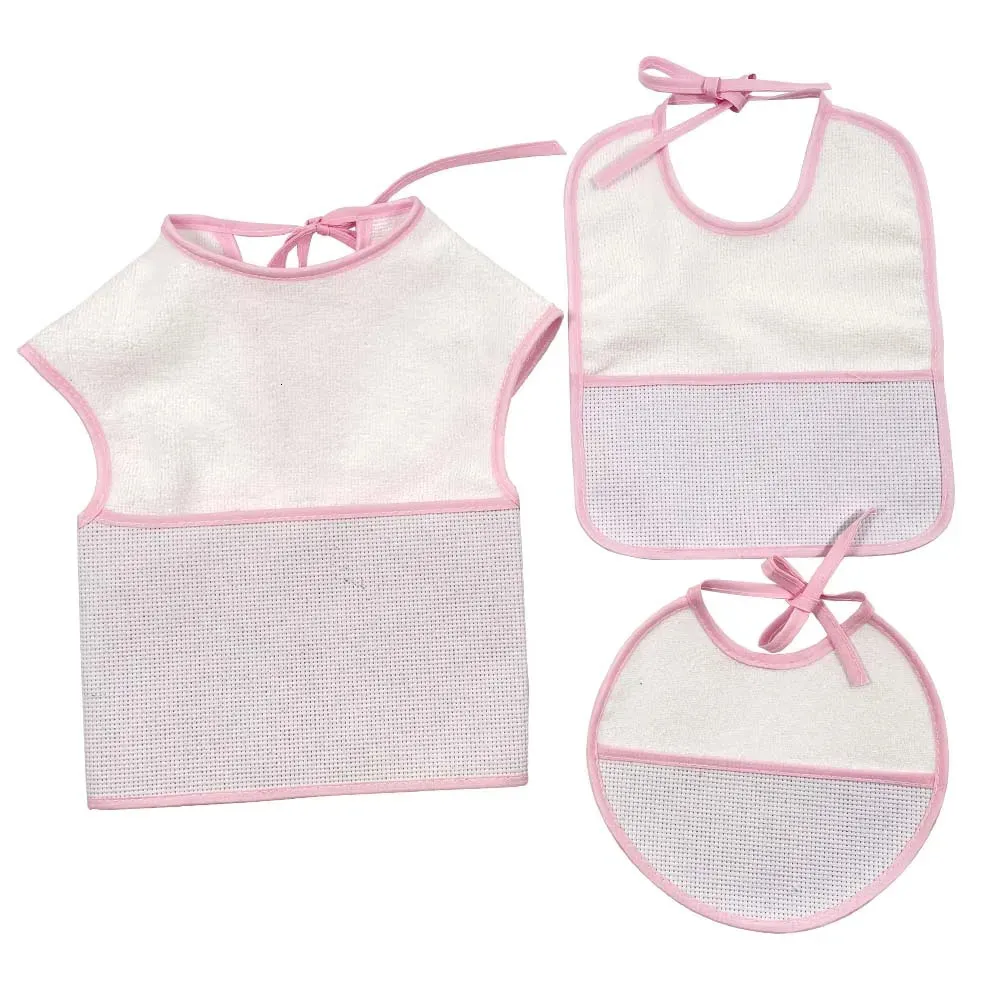 Cross Stitch Bibbs Pink Waterproof Baby Spädbarn Saliv Thandels Baby Bebe Girls 3st/Set YB170004 231229