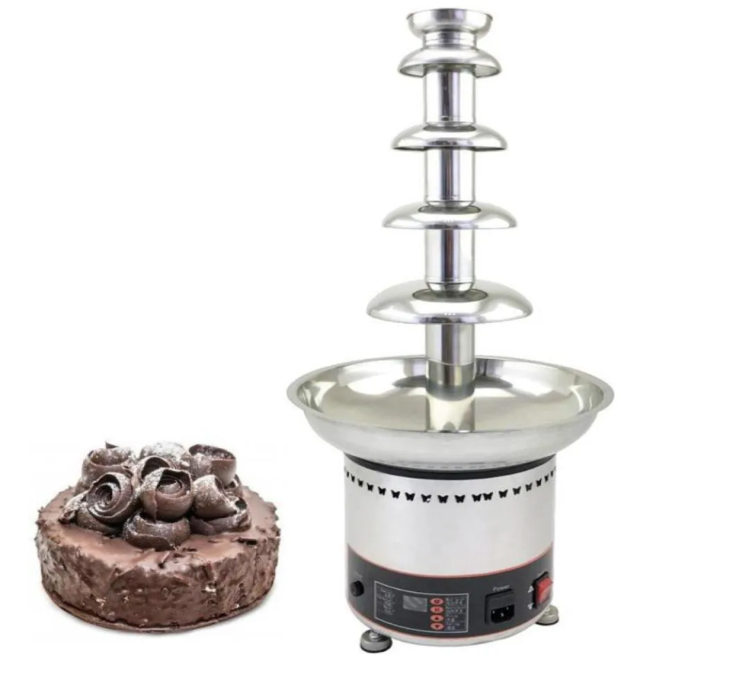4567 Tiers Commercial Chocolate Fountain Machine rostfritt stål Apparater Chokladcylinder för bröllopsfest EL Use3666442