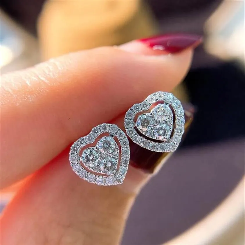 Choucong nuovissimi orecchini a bottone dolce carino semplice gioielli di moda argento sterling 925 pavimenta 5A zircone cubico partito donne matrimonio He215B