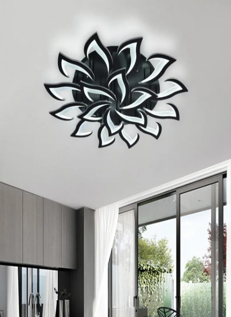 Lampa sufitowa LED Luminaire Black White Sypiria salon Kuchnia Kid039s pokój łazienka Bluetooth Flower Modern Art Deco LLFA7374443