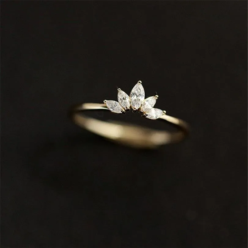 925 STERLING Silver Crown Ring Placing Placing 14K Gol