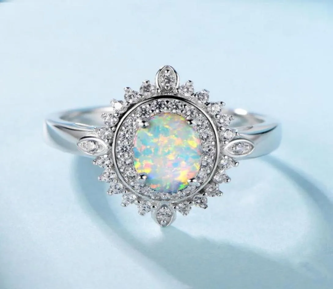 Продам обручальное обручальное кольцо из стерлингового серебра 925 пробы с белым огненным опалом для женщин039s Gift2045633