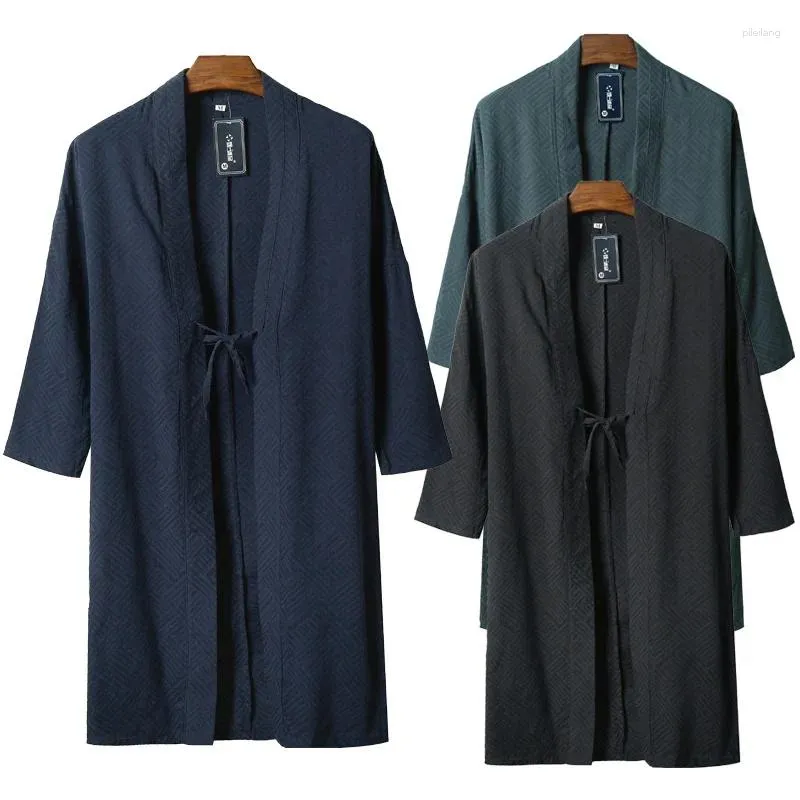 Gilet da uomo Kimono da uomo Camicia maschile giapponese Cardigan Abbigliamento tradizionale samurai Taglie forti 4XL Cotone Lino Haori Yukata Streetwear