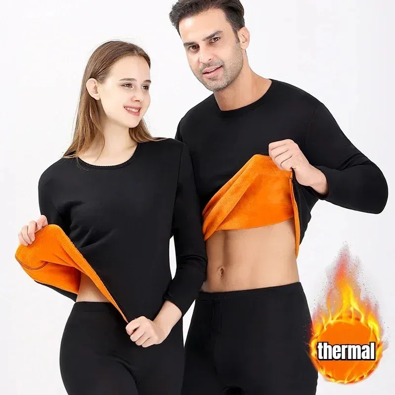 Thermal Underwear Sets Men Winter Long Johns Women Plus Velvet Thickening Inner Wear Fleece Keep Warm Lingerie Plus Size L-4XL 231229