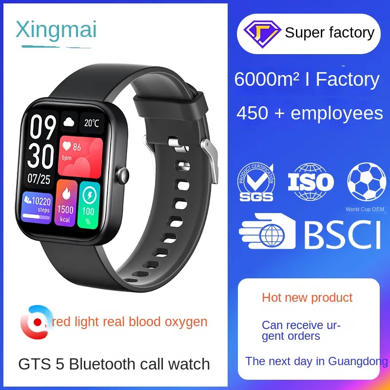 2023 Cross-Border Gts5 Smart Watch Frequenza cardiaca Ossigeno nel sangue Monitoraggio della salute Orologio sportivo Chiamata Bluetooth Smart Watch