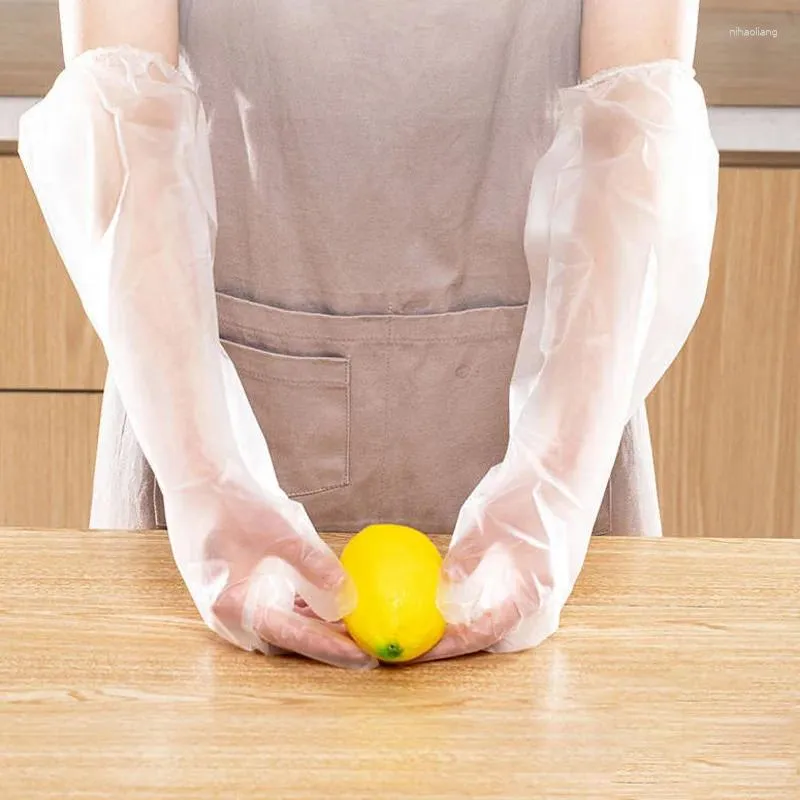 Luvas descartáveis 10 pares de grau alimentício estendido cozinha doméstica lavar pratos limpeza longa