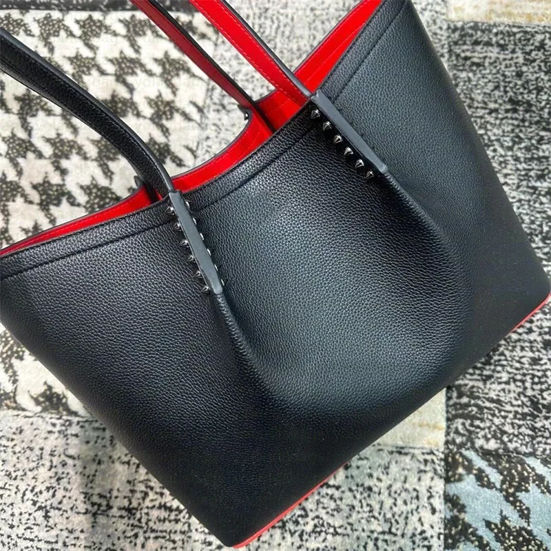 Multi-stil modeväska designer Totes Rivet äkta läder röd botten handväska komposithandväskor berömda handväska shopping utländsk stil axelväskor 393014