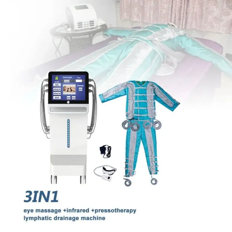 Bantmaskin 3 i 1 Infraröd lufttryck Pressoterapi Maskin Lymfatisk dräneringsdräkt Pressoterapie -enhet