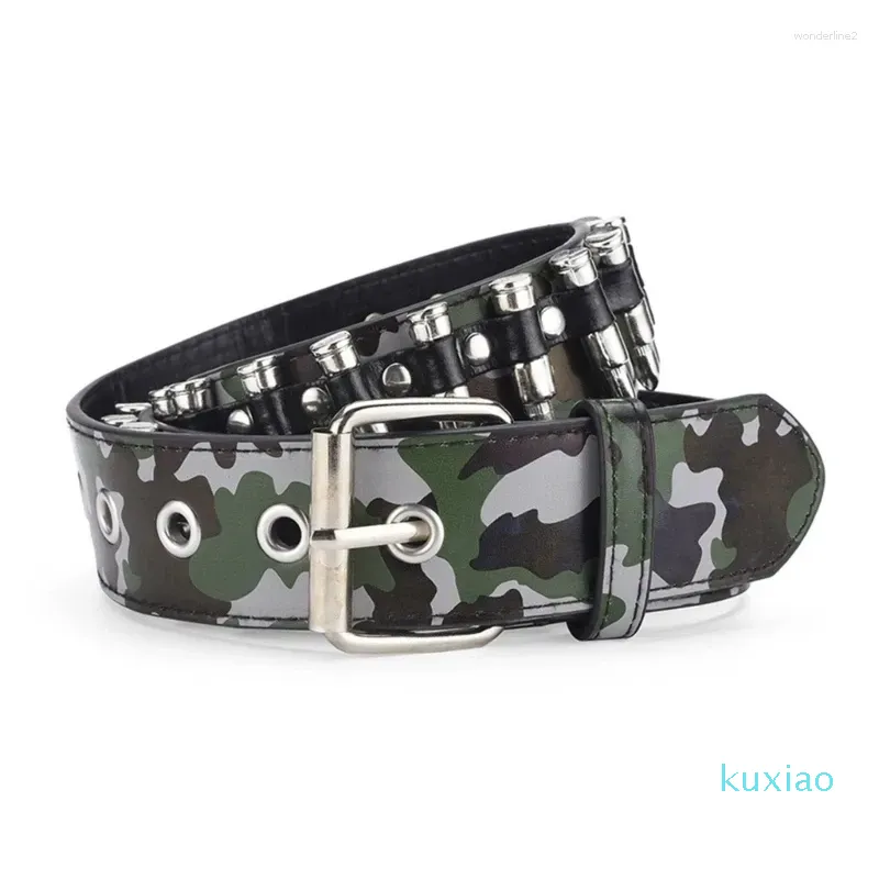 Belts Adult Adjustable Pin Buckle Waist Belt Camouflage With Warhead Rivet For Men Teenagers Coat Dress