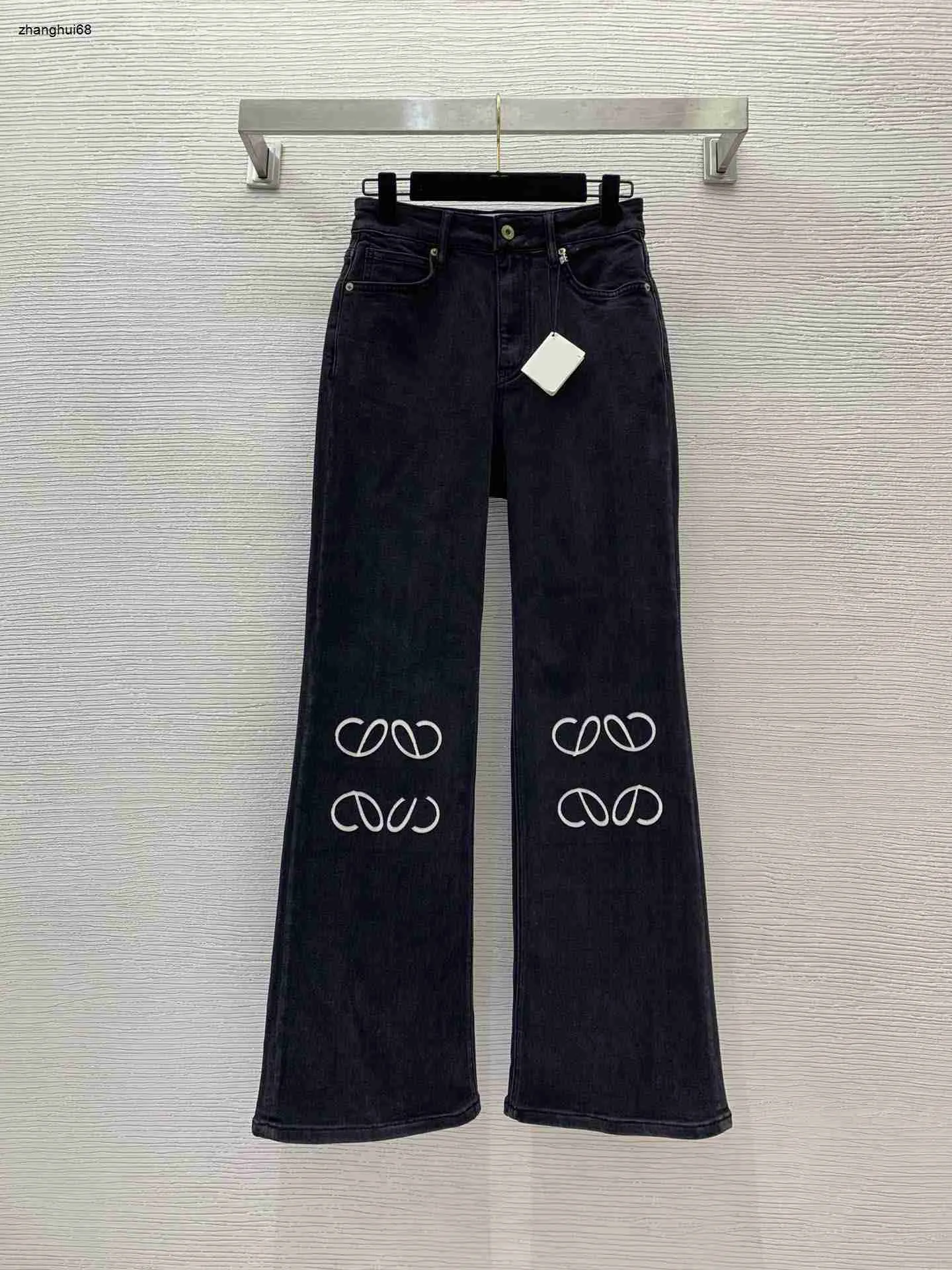 jeans da donna firmati abbigliamento di marca moda donna Logo decorativo a contrasto a vita alta pantaloni a gamba larga elasticizzati dritti 29 dicembre