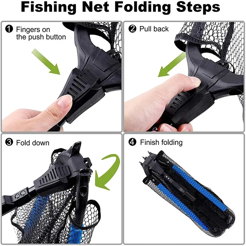 Triangle Floating FishingNet Rubber Coated Landing Net Pole Easy