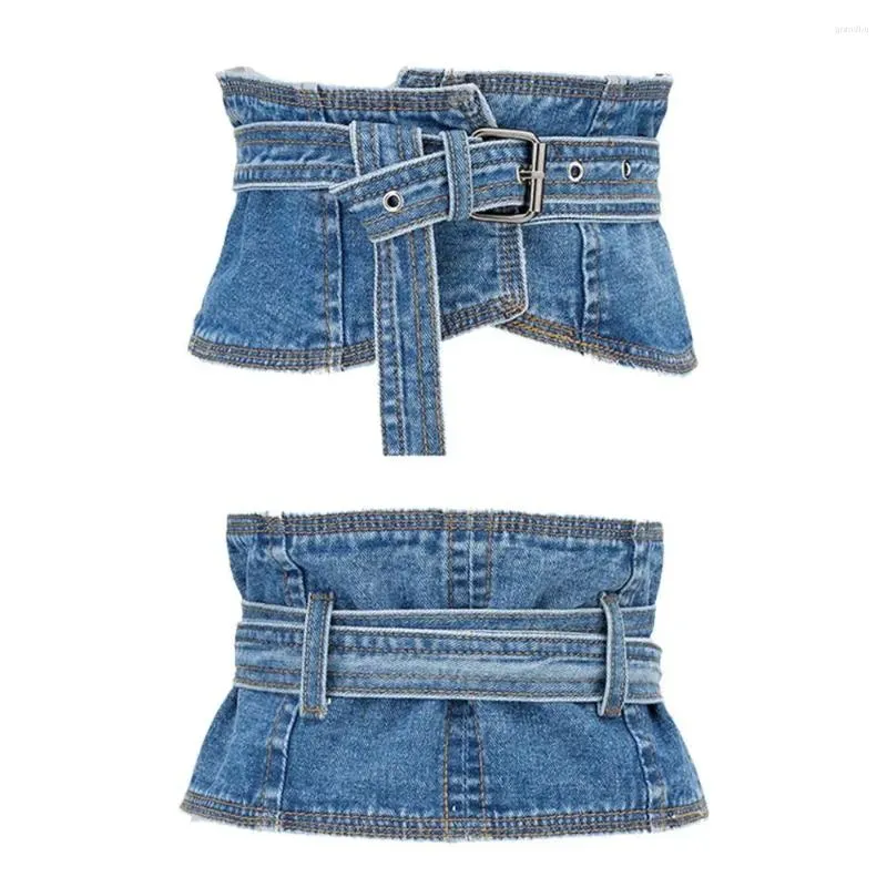 Belts Fashion Denim Color Waist Cinch Belt Gothic Steampunk Elastic Cincher Bustier Wide Waistband For Women Ladies Corset