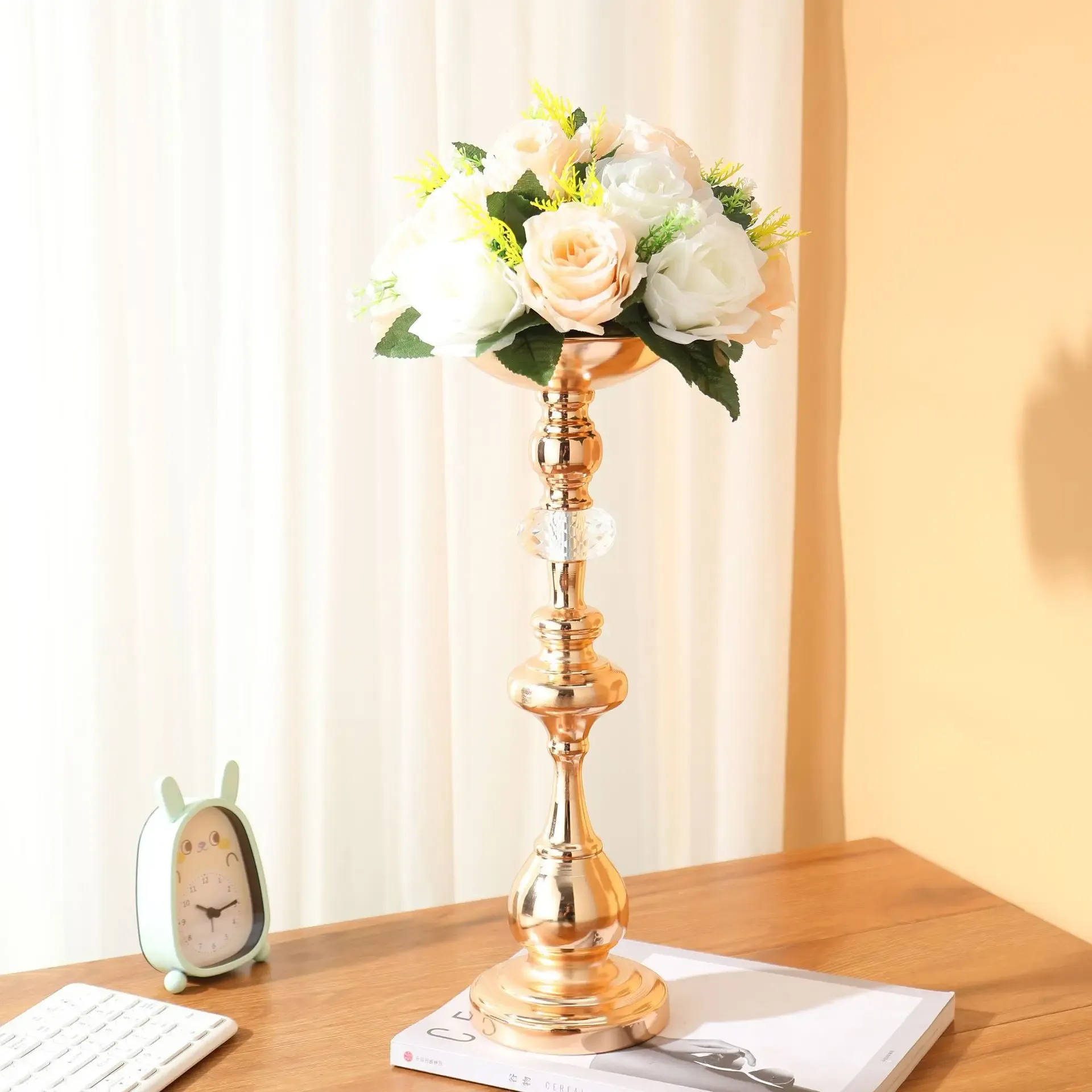 Bloemenvazen Acryl Gouden Bloemenstandaarden Metaal Weg Lood Bruiloft Middelpunt Bloemenrek Voor Evenement Feestdecoratie