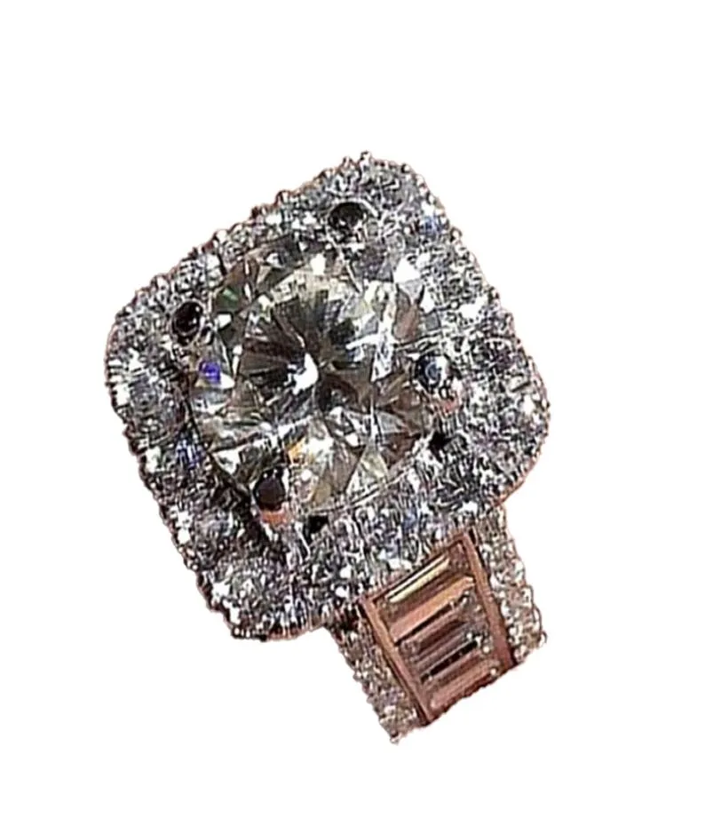 Choucong Unique Brand Wedding Rings Luxury Jewelry 925 Sterling Silver Fill Round Cut White Topaz CZ Diamond Gemstones Eternity Wo5065155