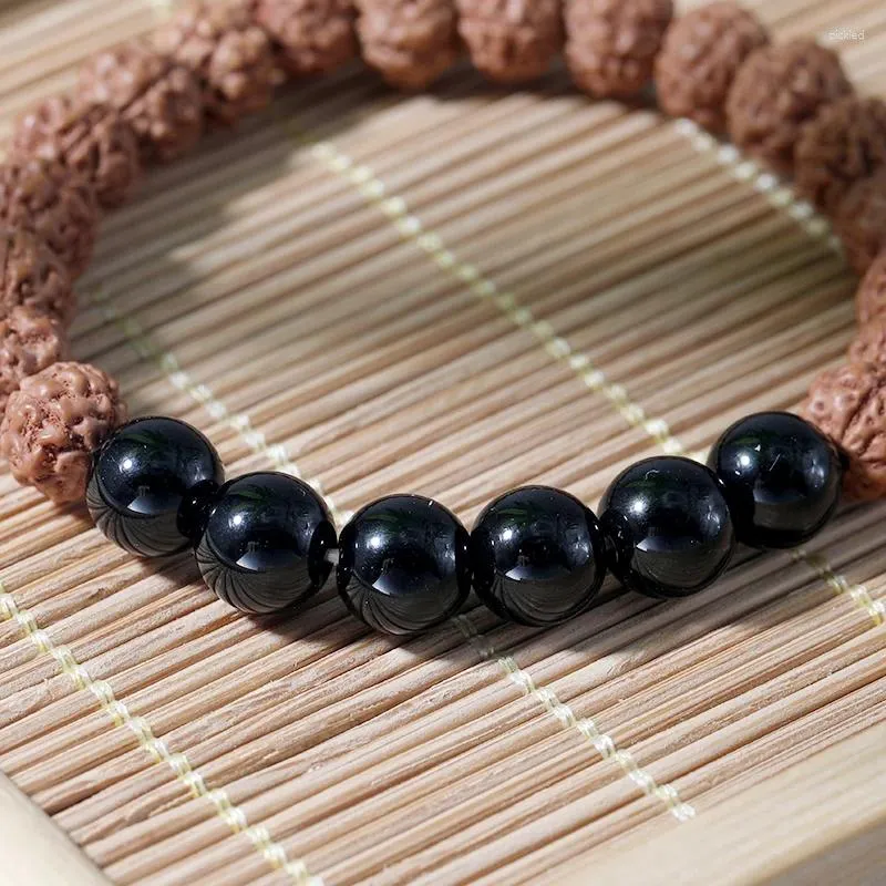 Strand Yuokiaa Vintage Fashion Natural Black Agat Bead Bodhi Bransoleta Duchowa uzdrowienie biżuteria dar biżuterii unisex