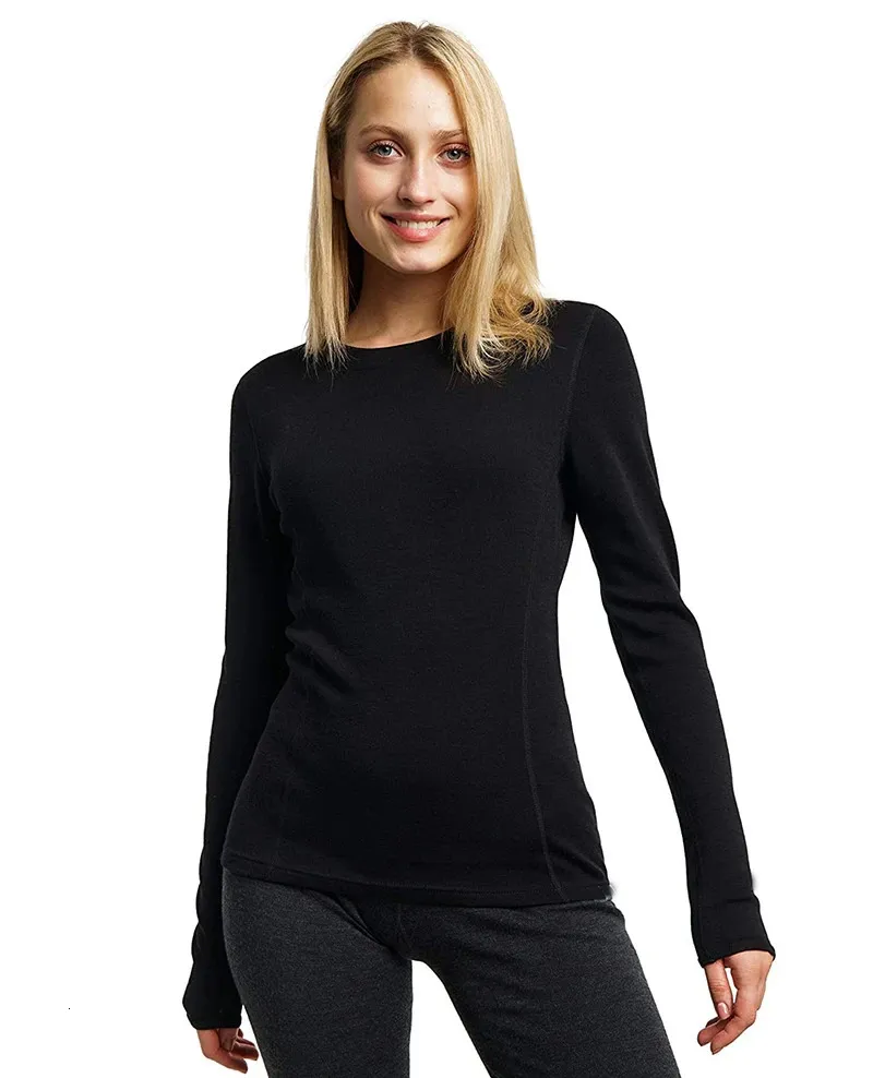 Merino Wool Base Layer Women 100% Merino Wool Lightweight Long