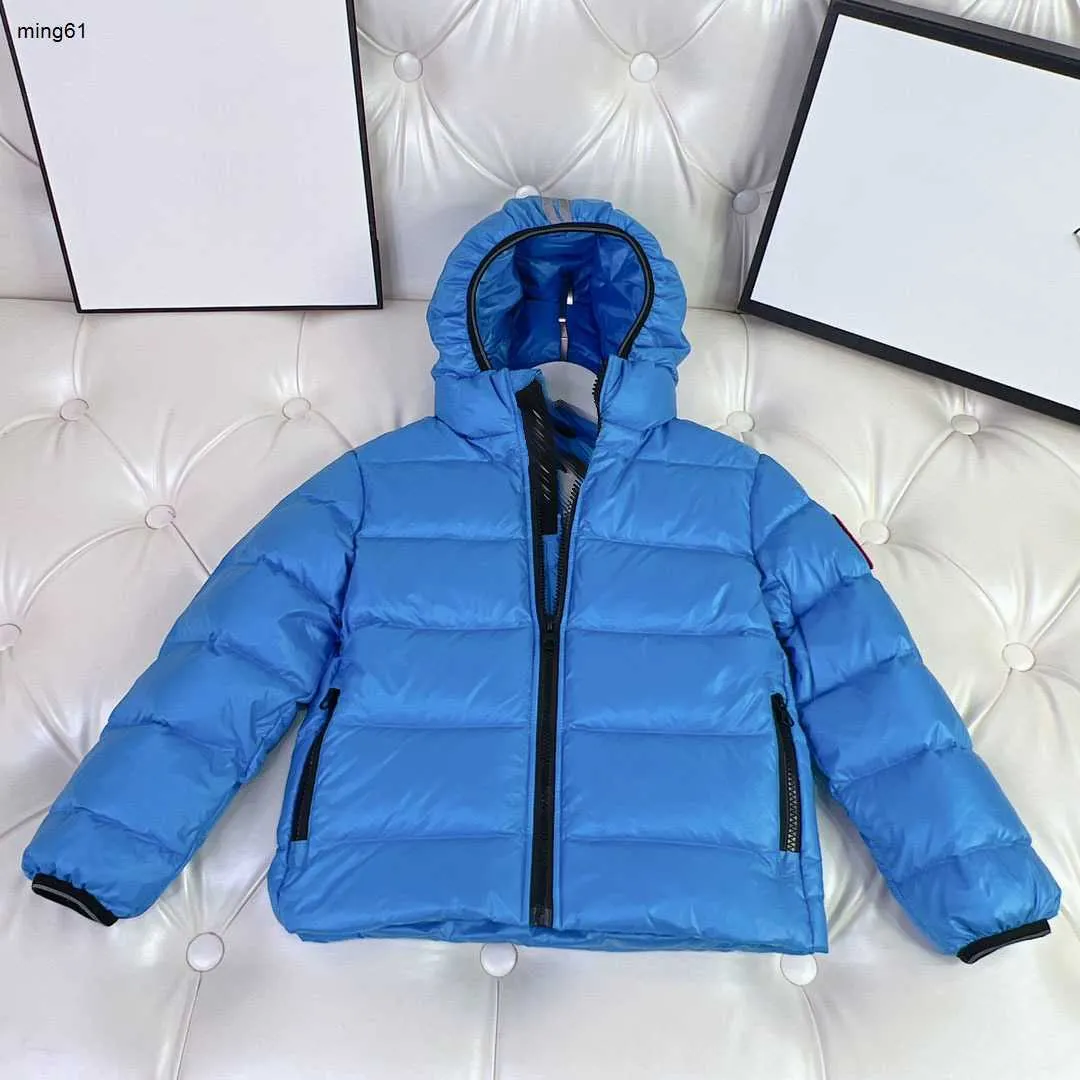 Marca bebê casaco com capuz designer cor sólida crianças para baixo outwear tamanho 100-150 inverno três cores meninas jaquetas longas dec20