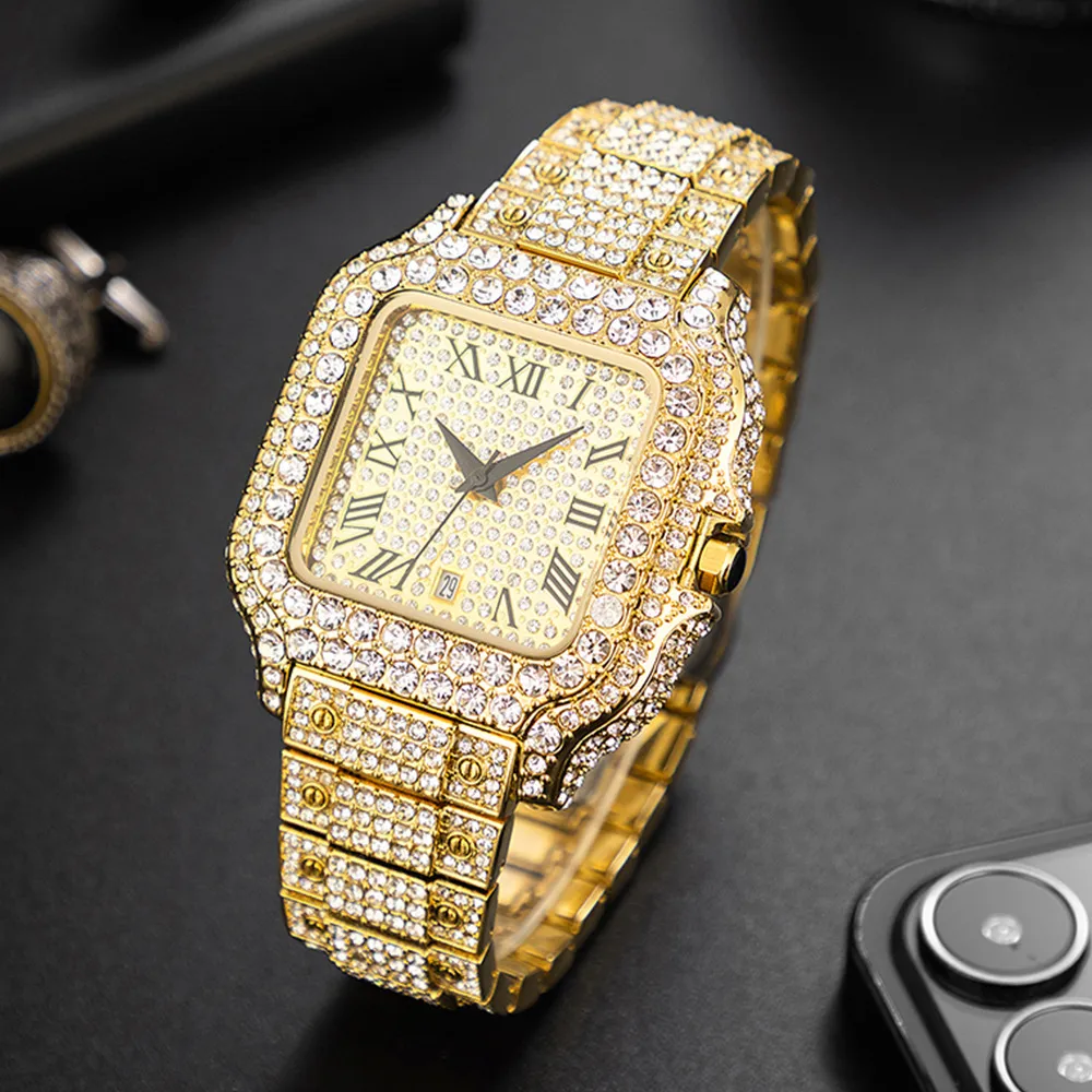 High Quality custom full Ice out VVS moissanite Diamond pass diamond tester Automatic watch