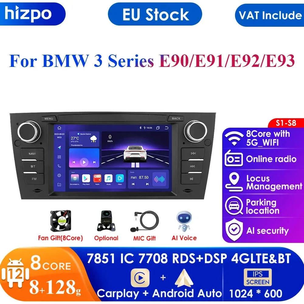 8G + 128GB AI Spraaknavigatie Audio voor 3 Serie E90 E91 E92 E93 Autoradio 2 Din Android Auto Multimedia GPS Carplay 2din DVD