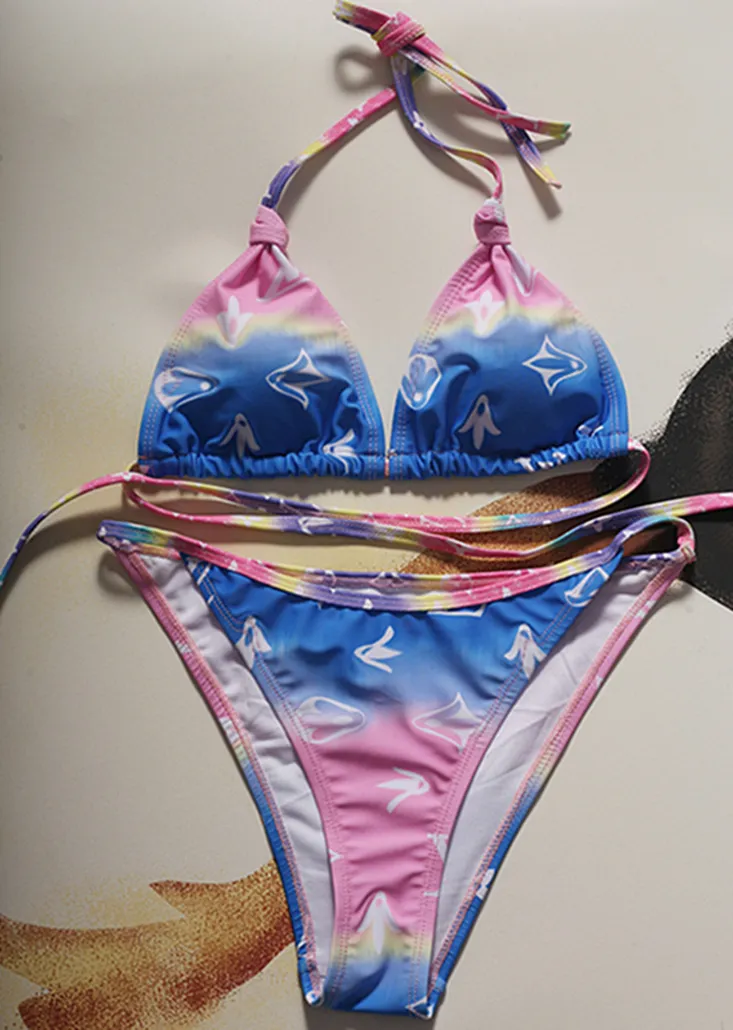 女性デザイナー水着夏のセクシーな女性ビキニファッションレタープリント水着高品質の女性の入浴スーツS-XL AP804
