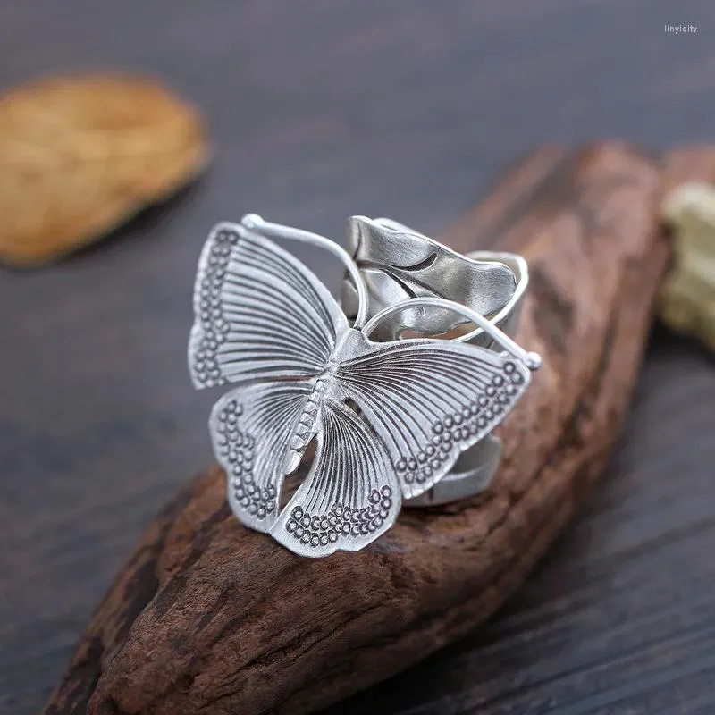 Cluster Rings Original Silver Butterfly Ring Opening Thailand Tefo Chiang Mai Imported Handmade S925 Sterling