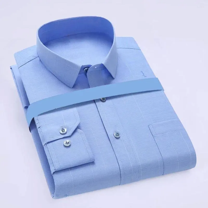 Camicie casual da uomo Camicia da uomo basic fit Camicia da uomo formale di mezza età stile business a righe con colletto rovesciato Bottoni sottili lunghi per