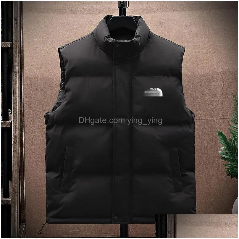 Men'S Vests Mens Winter Vest Cotton Jacket Thickened Insation Outdoor Sports Coat Womens Solid Color Sleeveless Drop Delivery Appare Dhzns