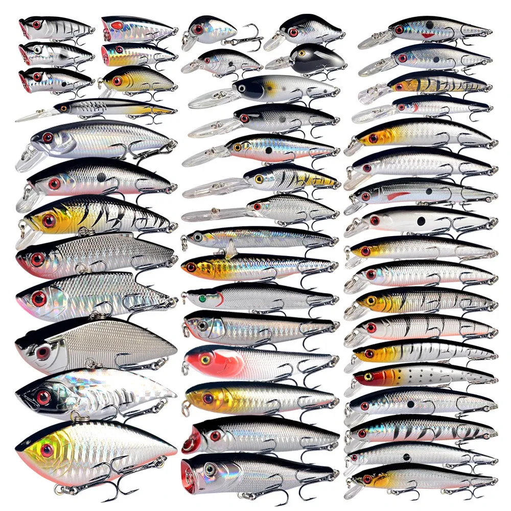 50pcs Fishing Lure Set Hard Bait Mini Minnow Floating Swing Crankbait Crazy Wobblers Artificial Bionic Crank Lures 231229