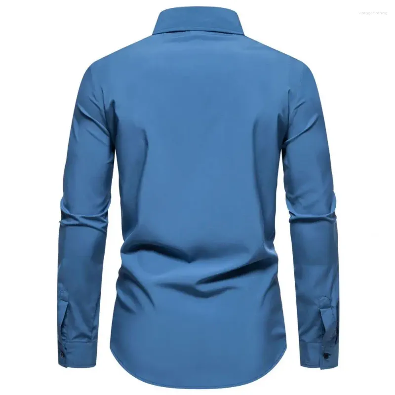 Men's Casual Shirts Simple Men Long Sleeve Shirt Formal Business Style Slim Fit With Soft Buttons For Professional Suit