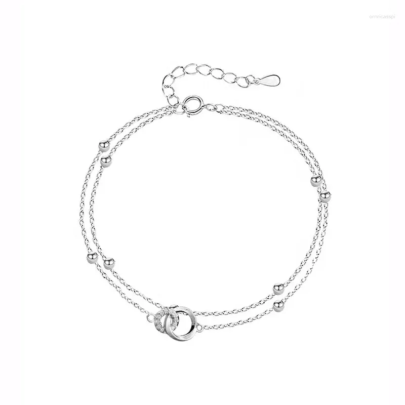 Charm Armbänder S925 Silber Überzogene Zirkon Kreis Armband Armreif Für Frauen Mädchen Elegante Partei Schmuck Geschenk Pulseras E794