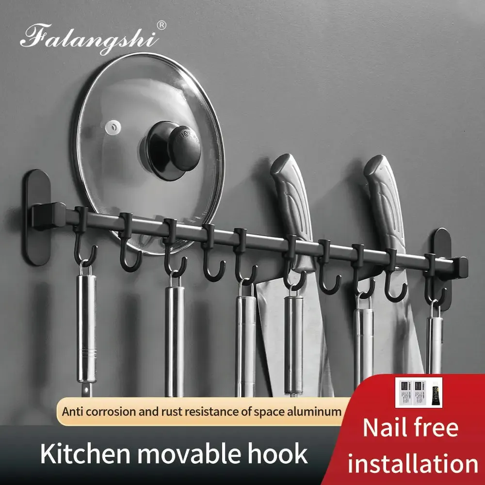 Aluminum kitchen Utensils Hook Storage Shelf Wall Mounted Spoon Holders Kitchen Organizer Rack Holder WB8021 231228