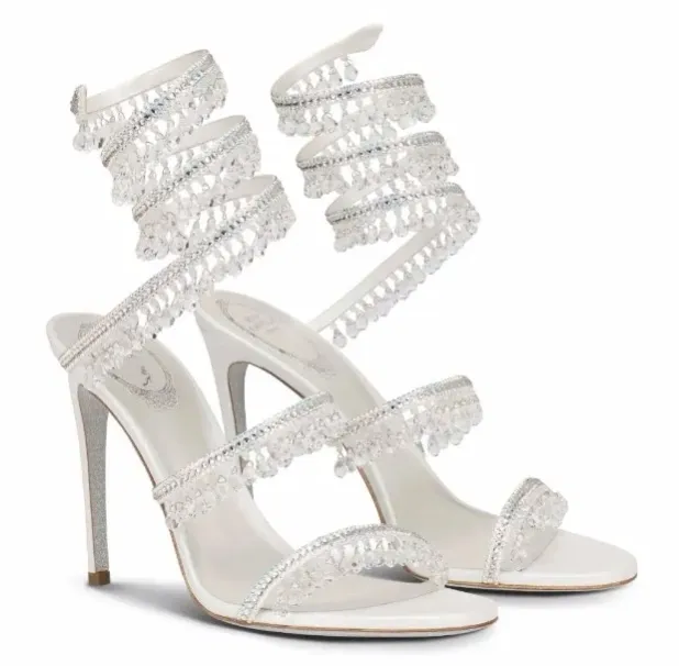 Summer Sexy Rene Margot Crystal Sandals Shoes Snake Wrappe Strappy Party Dress Wedding Caovillas Gladiator Sandalias