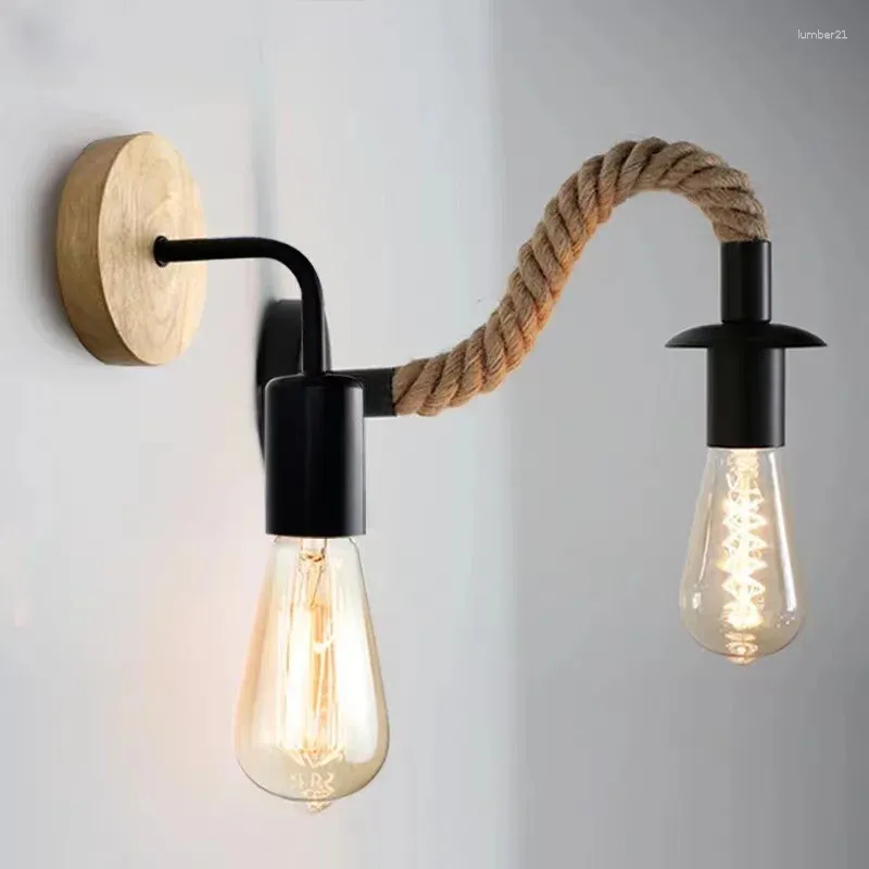 Lâmpada de parede luzes vintage e27 edison lâmpada ferro loft interior led corda luz decoração industrial