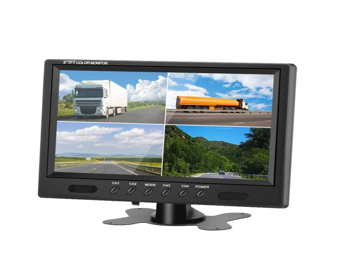 9 tum TFT LCD Split Screen Quad Monitor Security Surveillance Car Headrost Bakvy Monitor Parkering bakvy Kamera System7345067