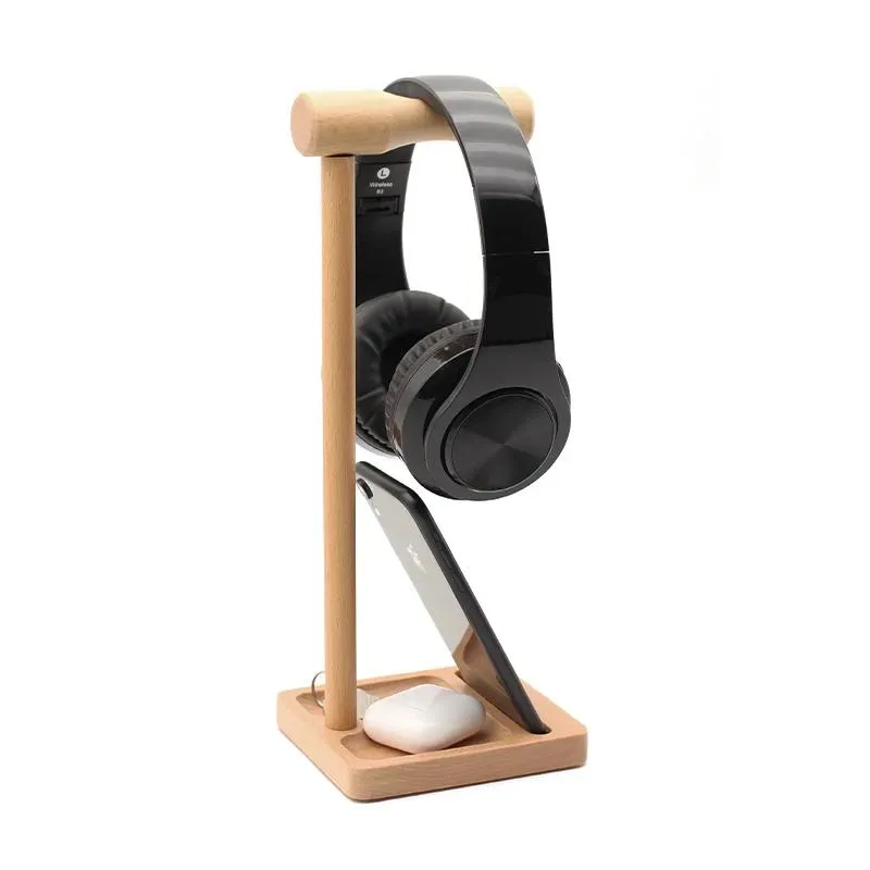 Support d'écouteurs multifonctionnel en bois, support de casque amovible, crochet de suspension pour casque de jeu, accessoires d'écouteurs