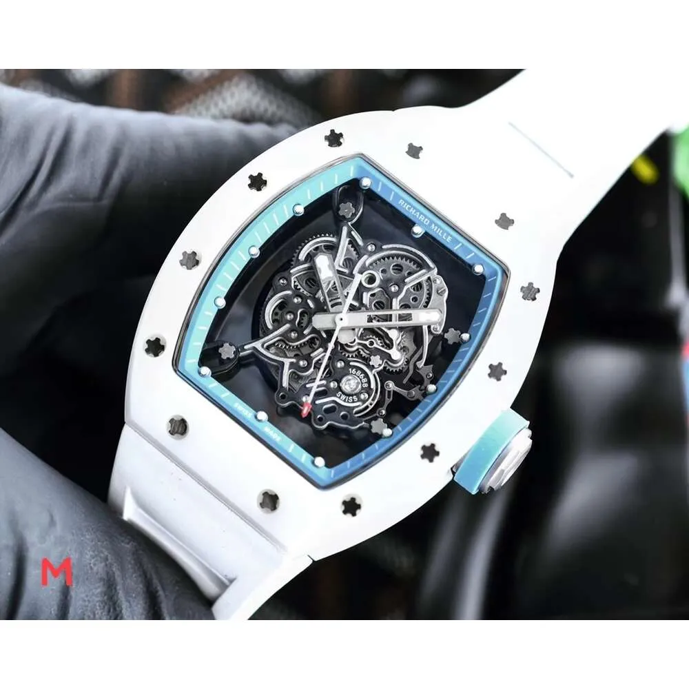 幻想的なデザイナーメカニカルr i c h a r d豪華なスーパースタイル男性腕時計RM055 dxq5自動ムーブメント防水時計セラミックケースサファイアミラー
