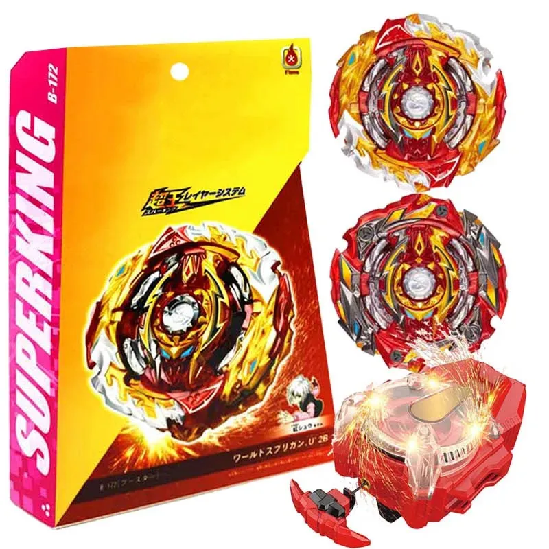 مربع مجموعة B172 World Spriggan Super King Spinning Top مع Spark Launcher Kids Toys for Children 231229