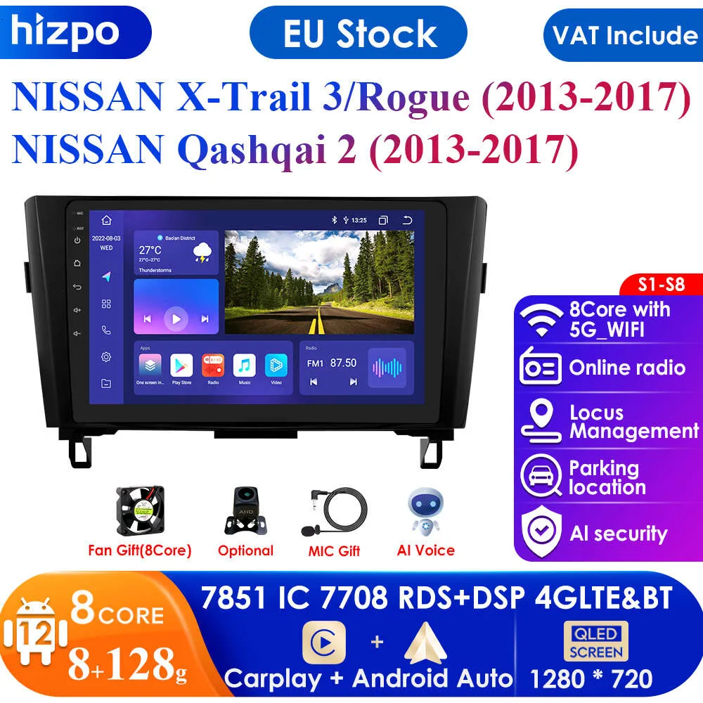 7862 شاشة 2Din Android Car Radio Multimedia Player for Nissan Qashqai J11 X-Trail 3 T32 2013-2017 GPS Carplay Auto 4G PC