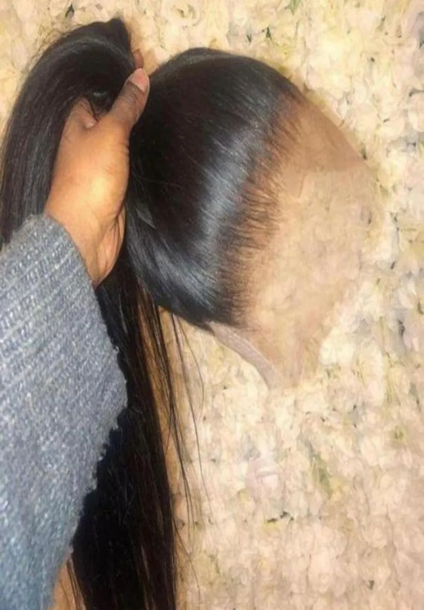 Pruiken van echt haar met volledig kant vooraan Remy Braziliaanse rechte pruiken van echt haar 360 kant frontale pruik, vooraf geplukt met babyhaar37347234400394