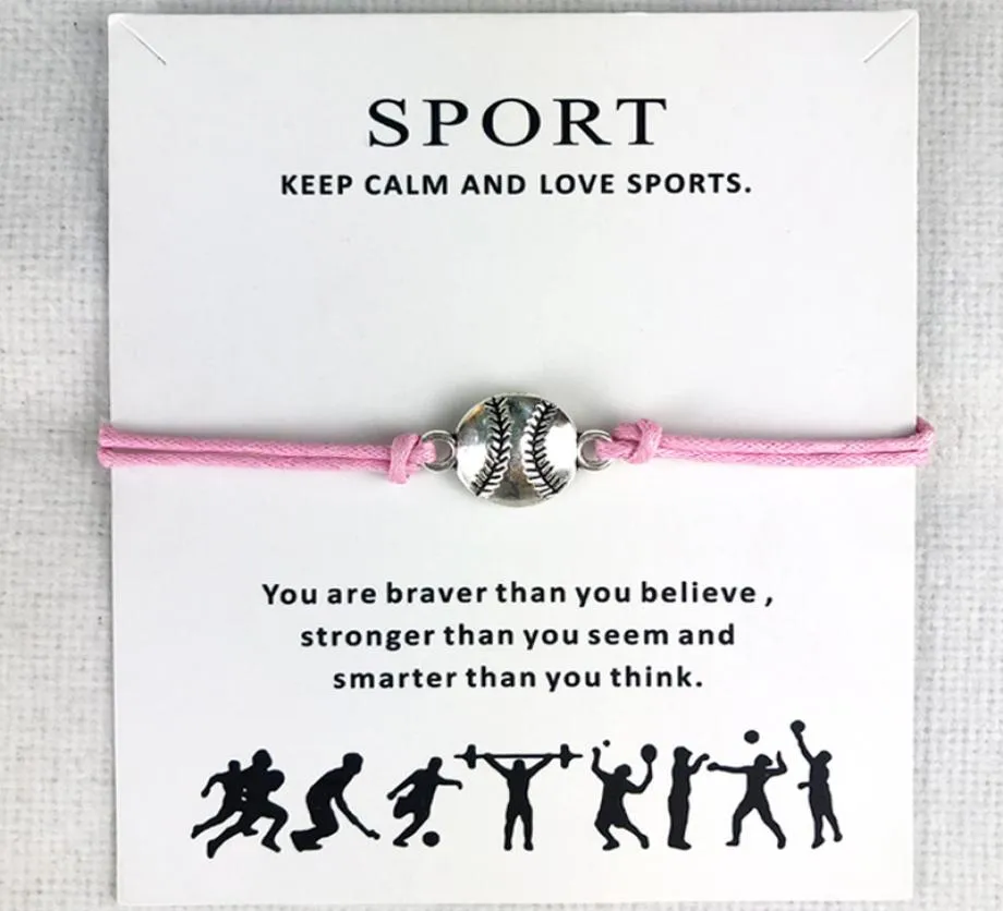 10pcslot Baseball Softball Charm Wax Cords Bracelets Sports Women Men Boys Girls Unisex Fashion Jewelry Friendship Jewelry Gift7448094