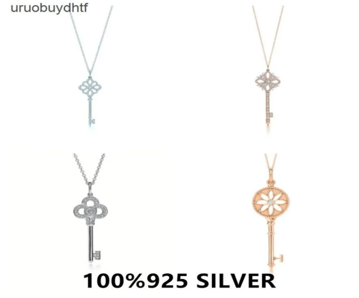 Tf Products 925 Sterling Silber Vollbohrschlüssel-Halskette Schlüsselbeinkette Kurzes Halsband für Frauen Edlen SchmuckNHFI271F8136826