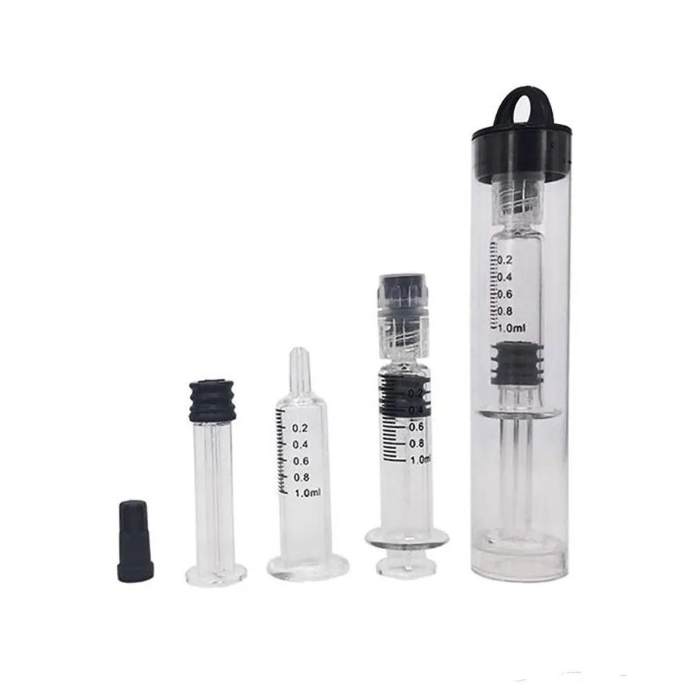 Seringue en verre de 1 ml, cartouches jetables, réservoir, tête de verrouillage Luer, outil de remplissage d'huile d'injection, plate-forme Dab avec emballage en tube en plastique