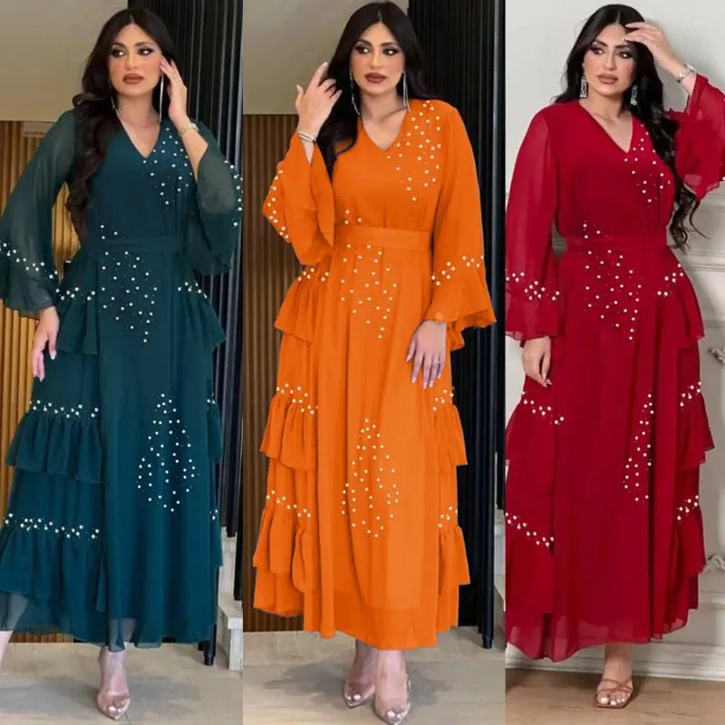 Etniska kläder diamanter för Abayas kvinnor muslimska elegant chiffong sommarklänning kalkon dubai arab kaftan party klänningar eid mubarak marockansk