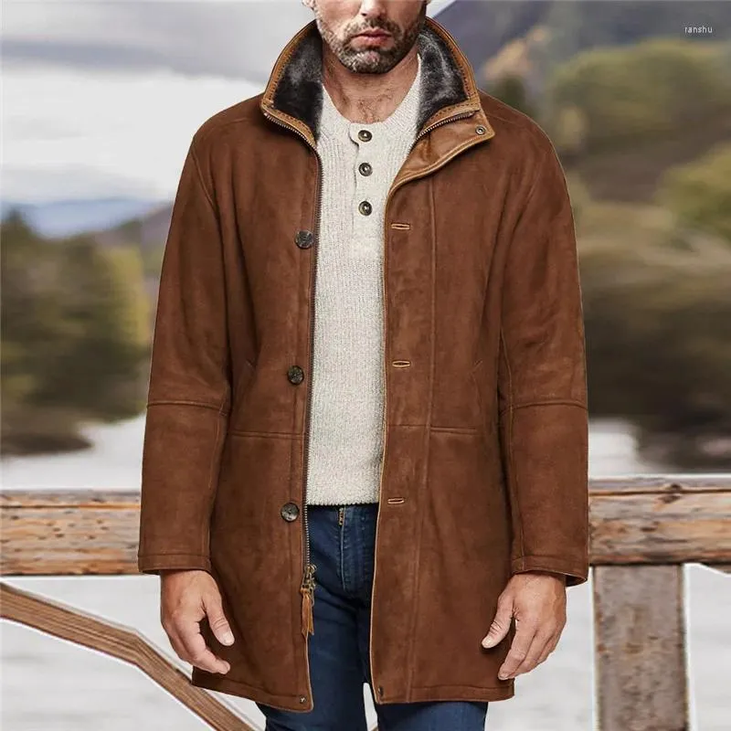 Vestes pour hommes Automne Hiver Solide Mode Casual Manteau de laine mi-longueur mâle à manches longues en vrac surdimensionné homme garder au chaud messieurs vêtements