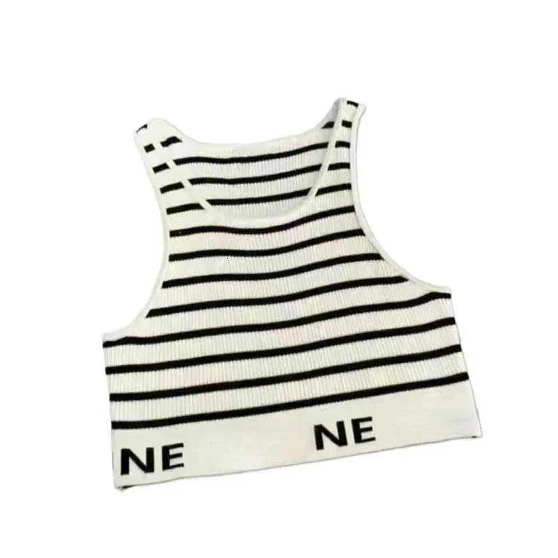 Damen Tanks Camis Sommer Strickweste OP22 gestreifte Buchstaben-Gurtbandweste Spice Girl Outer Wear Sport-Hosenträger-Top 7UW9