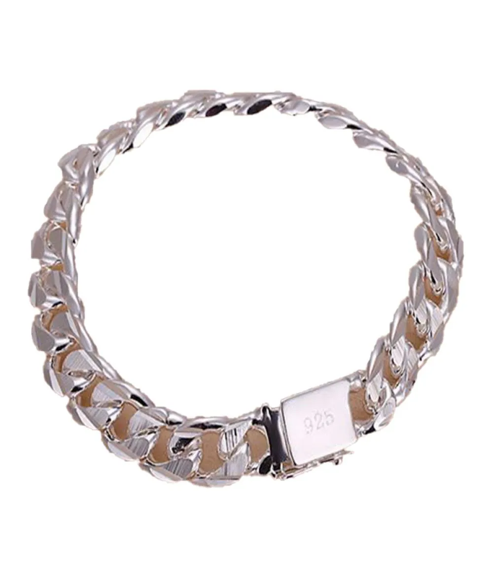 Pulsera fina de plata de ley 925, nuevo estilo de Navidad, pulsera con dijes de cadena de plata 925 para mujeres y hombres, joyería de moda, enlace de regalo Italia Per9786285