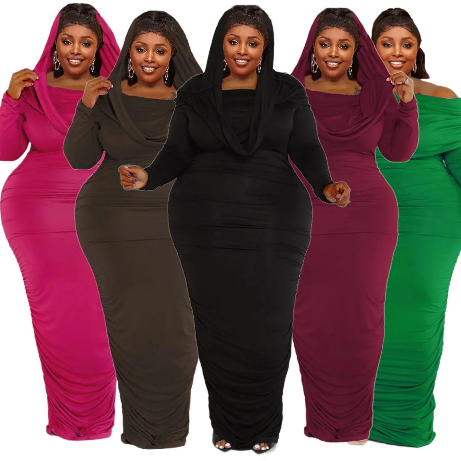 2024 Casual Turtle Neck Long Sleeve Plus Size Party Bodycon Maxi Dress From Nan01 18.7 DHgate.Com