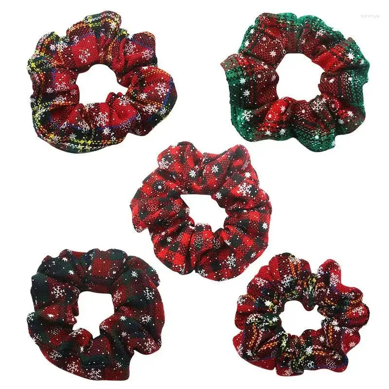 Accessori Per Capelli Cravatte In Corda 5 Pezzi Scrunchies Con Fiocco Di Neve Plaid Motivo A Scacchi Scrunchy Porta Coda Di Cavallo Per