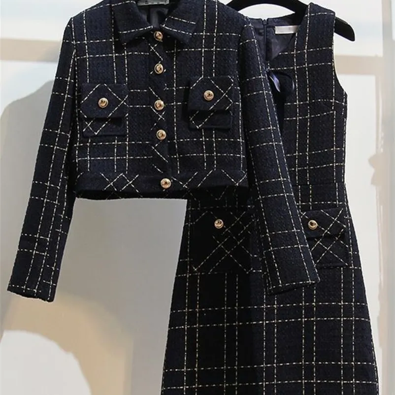 Tweed Long Sleeve Single Breasted Jacket Coat Elegant Fashion Casual ...