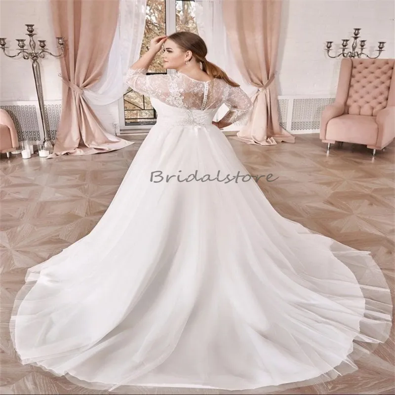 Boho robe de mariée hispanique grande taille élégant col en V à manches longues blanc pays Robe de mariée douce dentelle civile boléro bohème Robe de mariée 2024 Chic Robe De Mariee